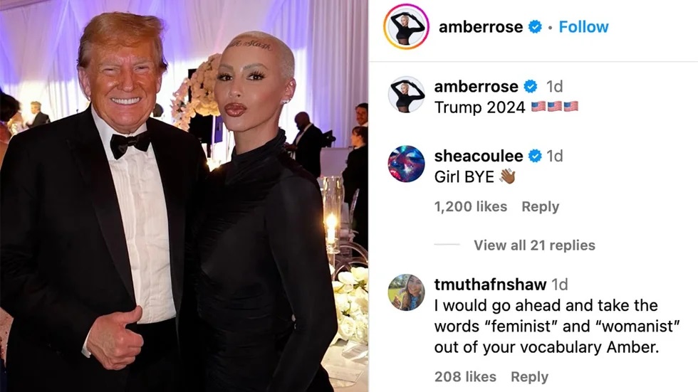 Amber Rose Vows to Vote Donald Trump Despite Felony Conviction