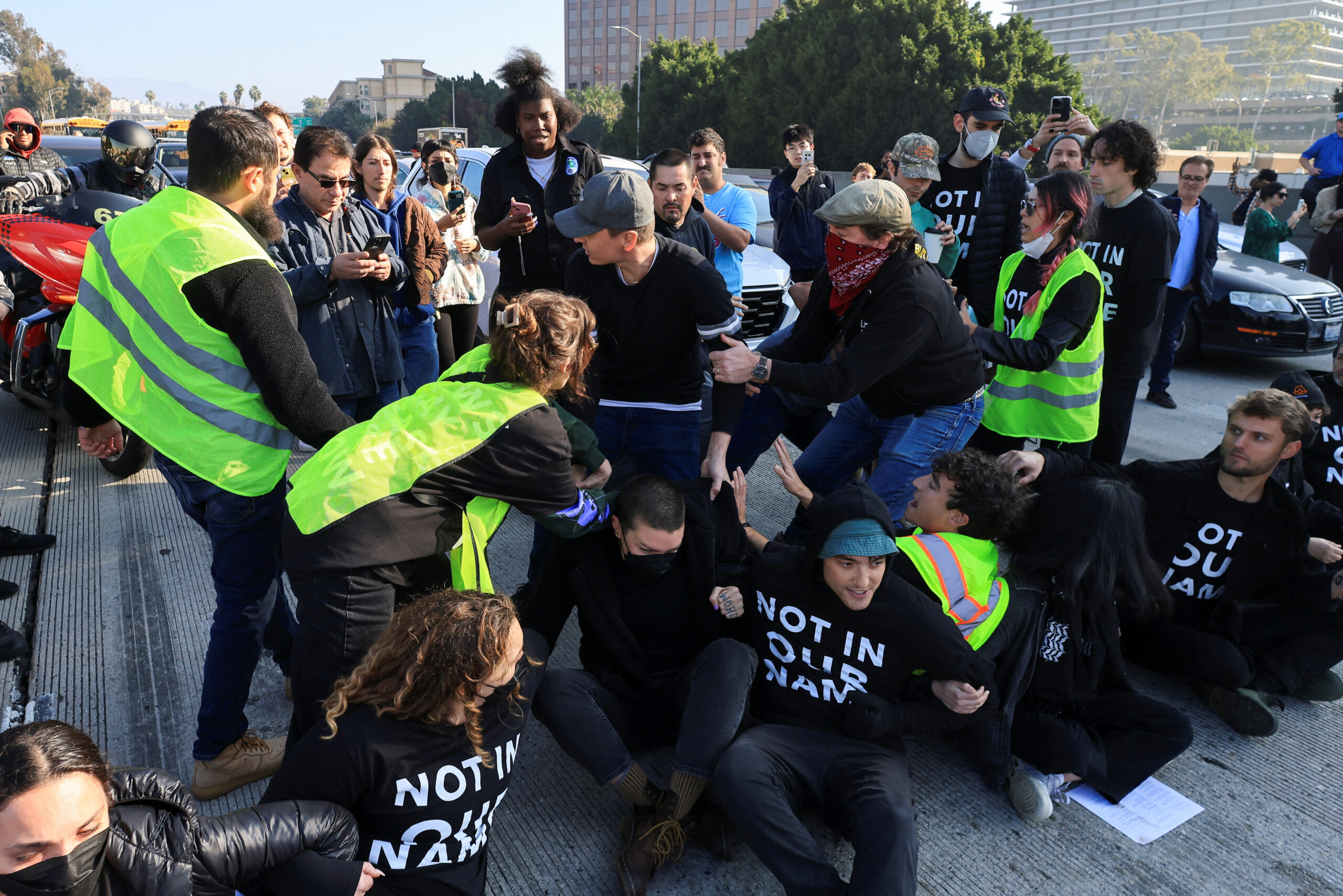 Nine Arrested as Pro-Palestine Protesters Shut Down Los Angeles Freeway During Rush Hour