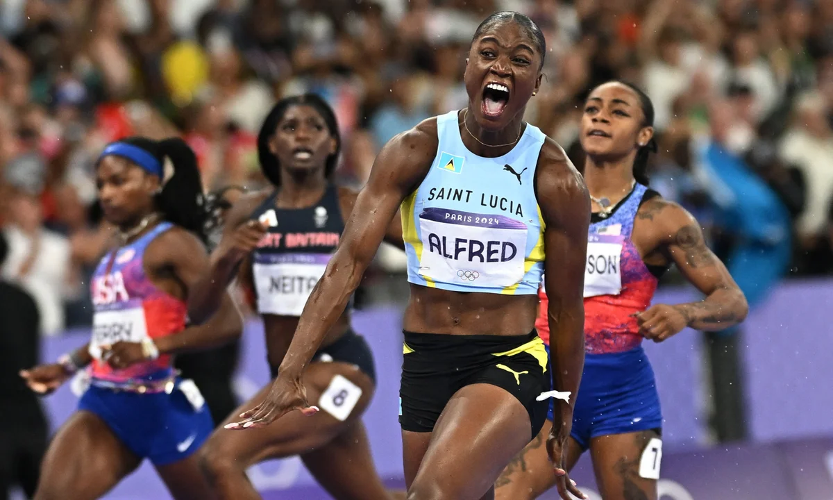 Julien Alfred Wins 100 Meter for St. Lucia’s 1st Olympic Medal, Dedicates Victory to Late Father