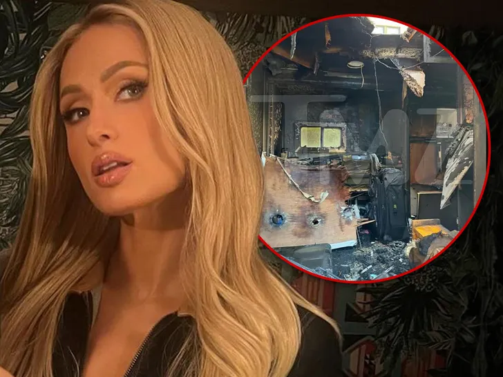 Paris Hilton’s Makeup Trailer Engulfed in Flames on ‘Bad Bitch Academy’ Music Video Set-TMZ