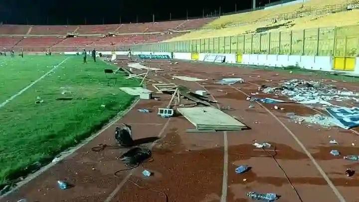 2025 AFCONQ: Fans Destroyed Pitch Panels After Ghana Defeat Due to Spoiled Bets – NSA Chief