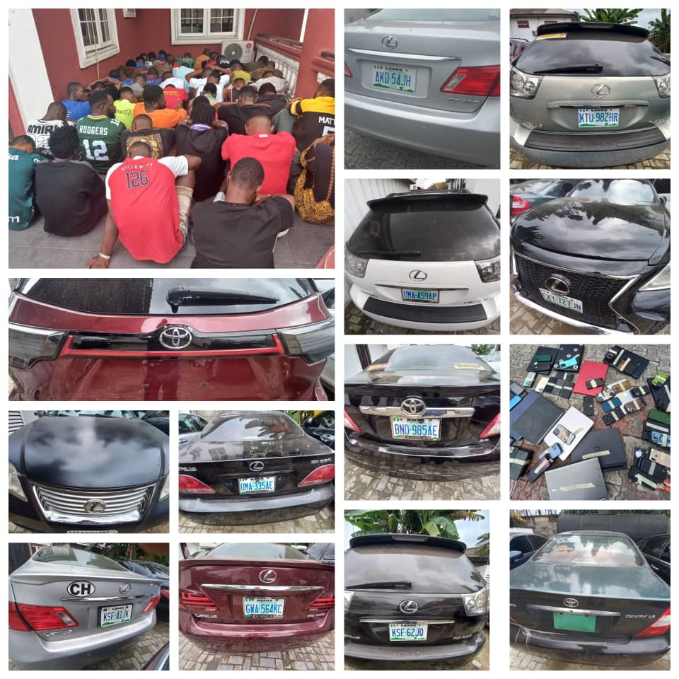 Nigeria’s EFCC Arrests 48 Suspected Internet Fraudsters, Seizes Luxury Cars and Electronics