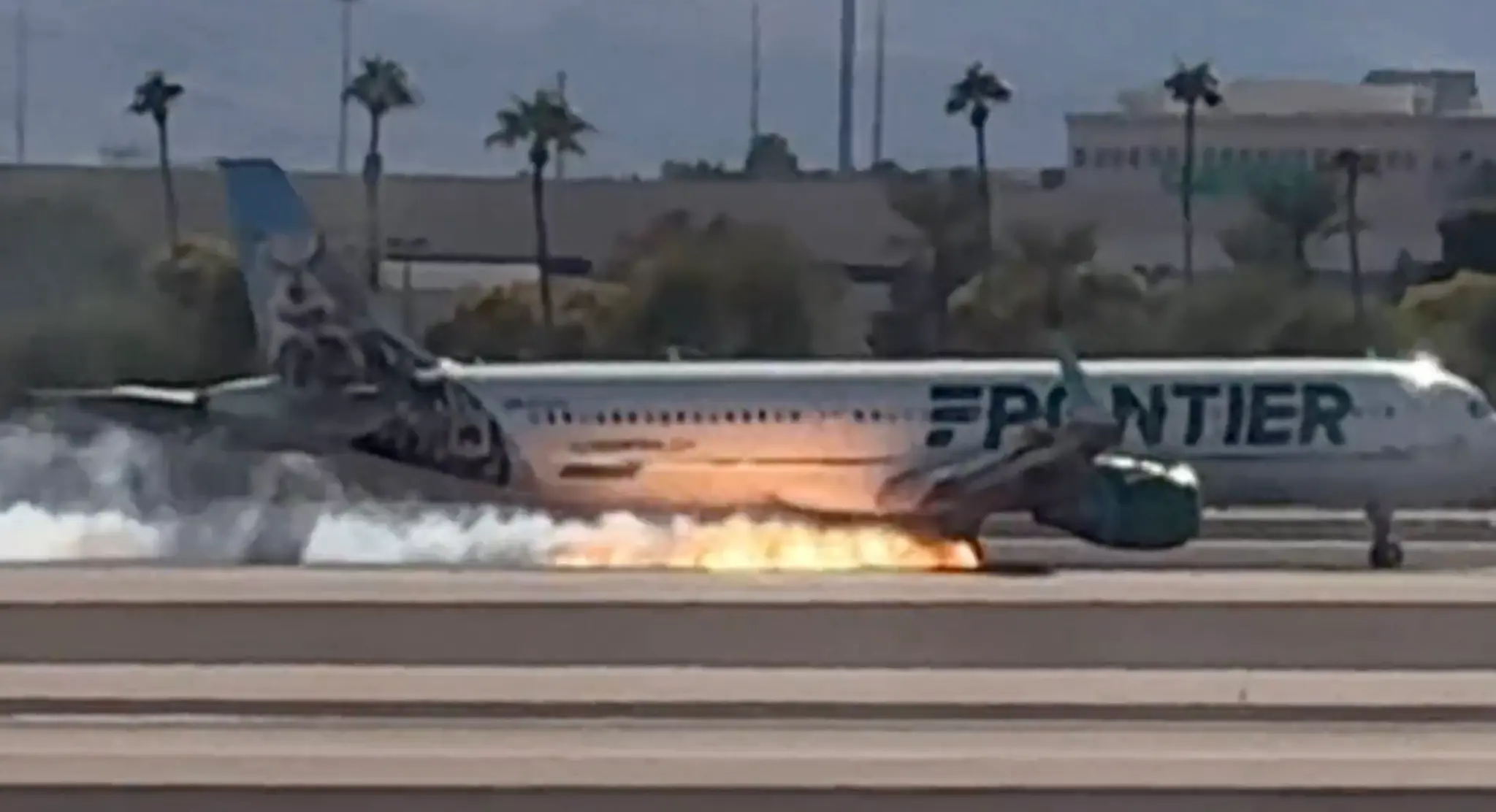 Flames Erupt from Frontier Airlines Jet During Las Vegas Landing