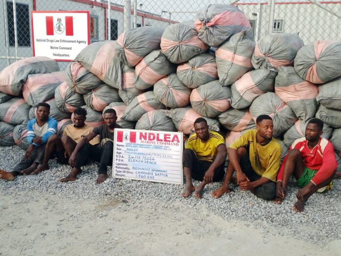 NDLEA seizes 1,960kg of cannabis at Lagos beach, arrests six foreigners