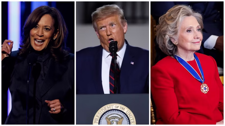 Trump Revokes Security Clearances for Kamala Harris, Hillary Clinton Amid Political Tensions 
