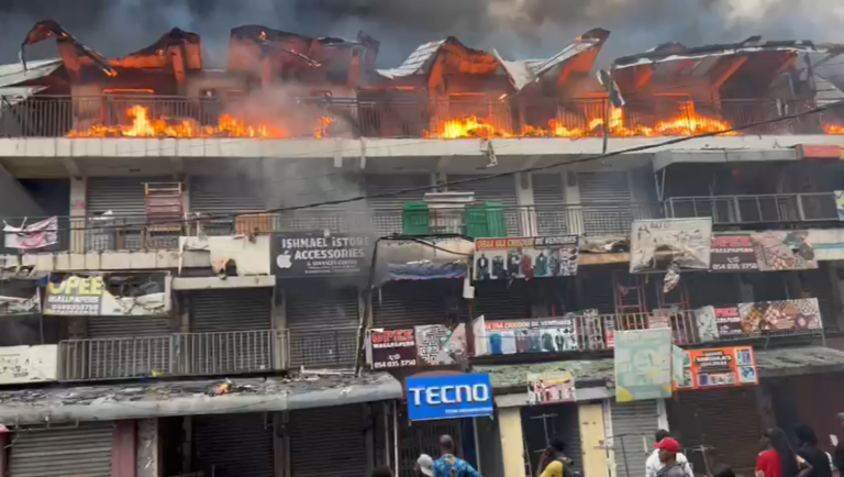 Fire Destroys Two-Story Shops at Adum in Ghana’s Business Hub