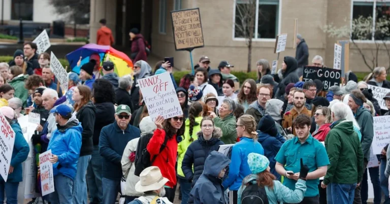 AR-Style Rifle Drawn After MAGA Supporter Bloodied in Clash at ‘Hands Off’ Anti-Trump Rally