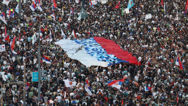 Riot Police Clash with Protesters Calling for End to Serbian President’s Rule