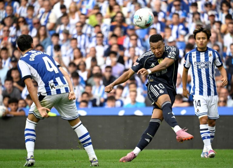 La Liga: Mbappe shines as 10-man Madrid defeat Real Sociedad 2-1