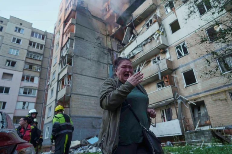 Ukraine government building damaged in Kyiv in largest Russian aerial attack since invasion