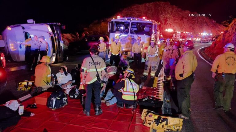 At least 20 injured after church bus overturns in San Bernardino mountains