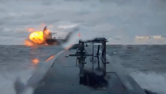 Russia rig on fire